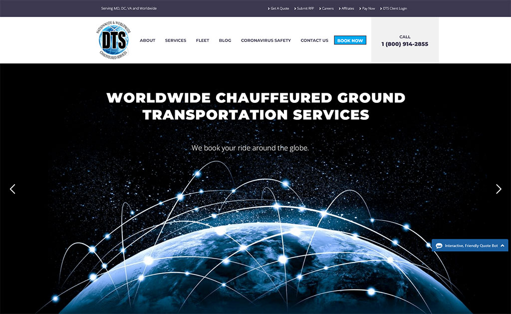A luxury black SUV from DTS Worldwide Transportation’s fleet
