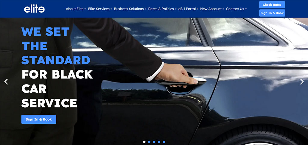 The logo for Elite Limousine Plus, a New York-based car service