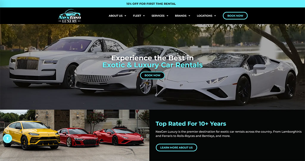 The logo for NexGen Luxury car rentals.