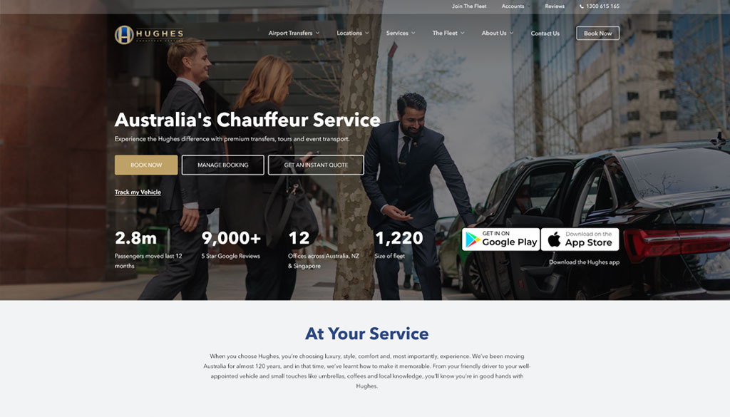 The Hughes Australia logo for their chauffeur service.