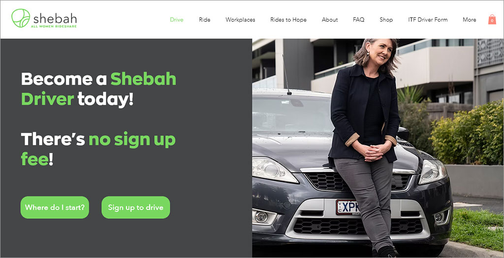 The Shebah rideshare app logo, featuring a pink and purple design.