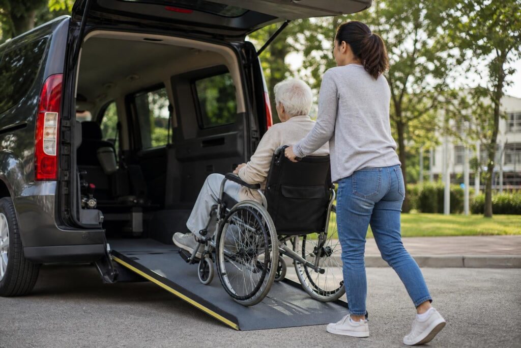 transporting elderly with mobility aids safely